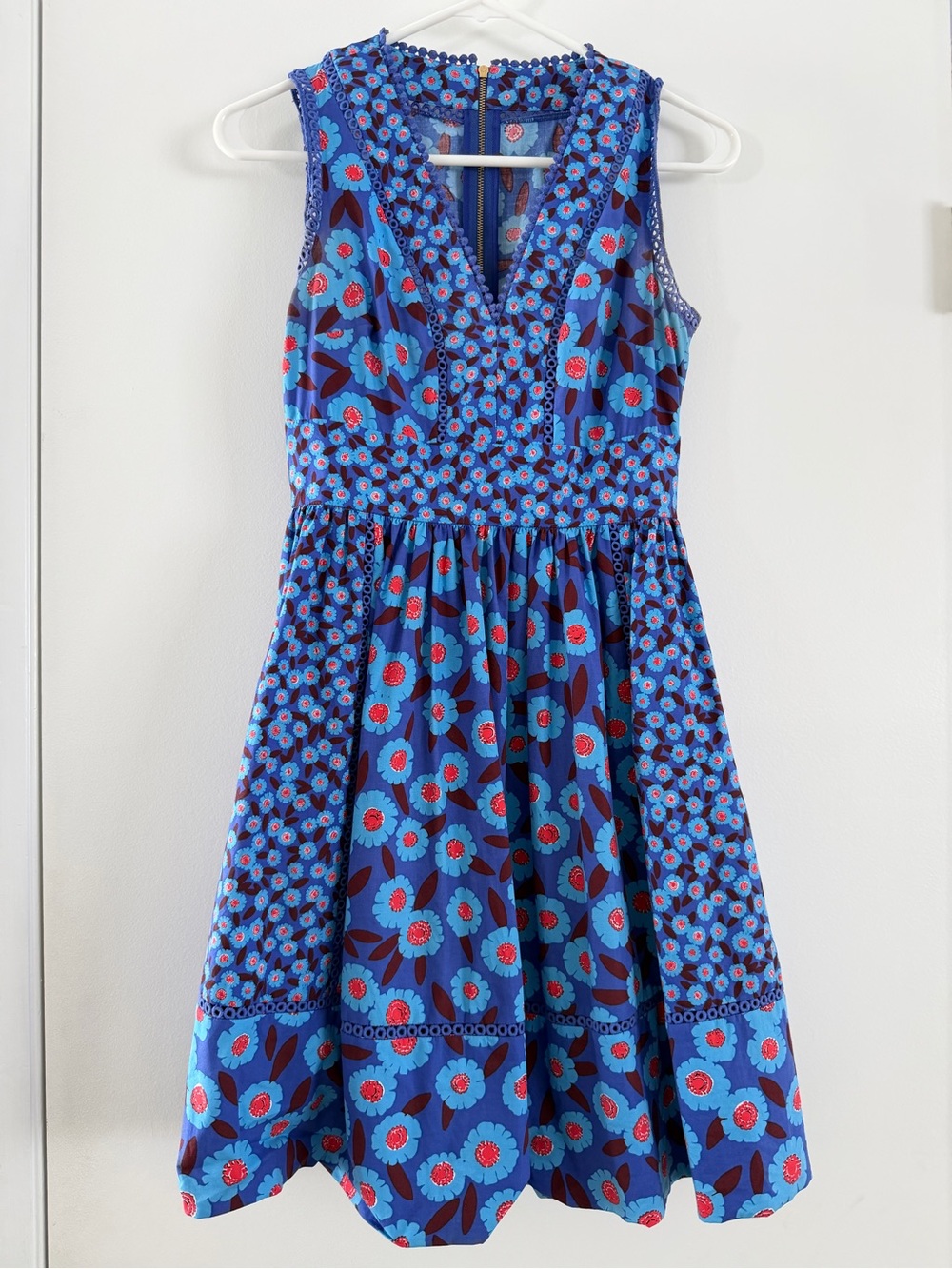 kate spade Blue Floral V-Neck Sleeveless Dress